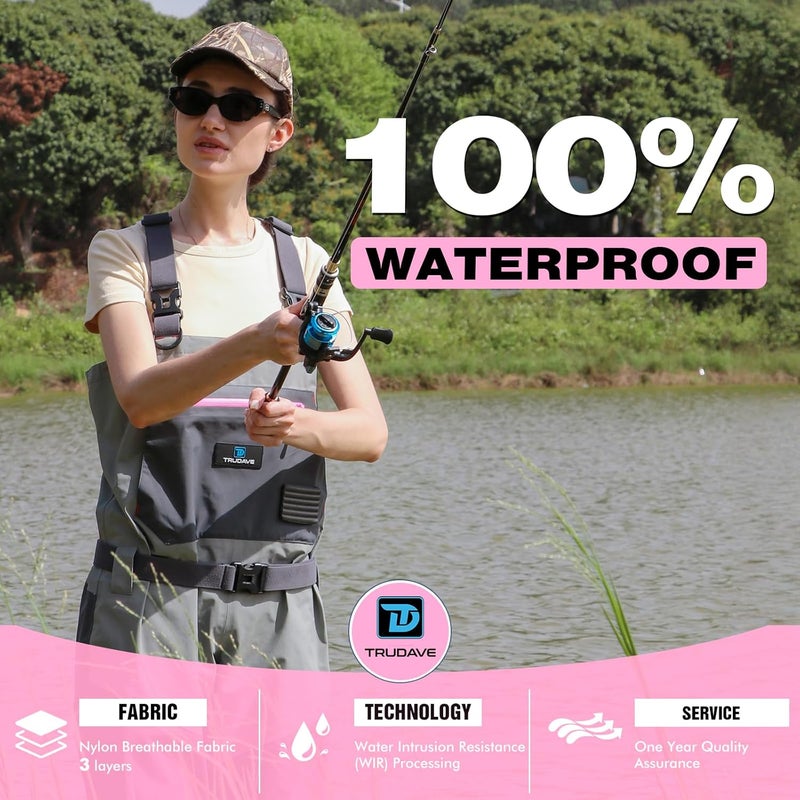 Trudave Store Women's Fishing Waders, Insulated Chest Waders with Stockingfoot Waterproof Neoprene Hunting Waders for Women - Image 2